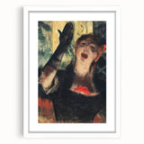 Abstract art print of dancers in muted pastel shades on a framed white canvas, suitable for bedroom or dining room decor.