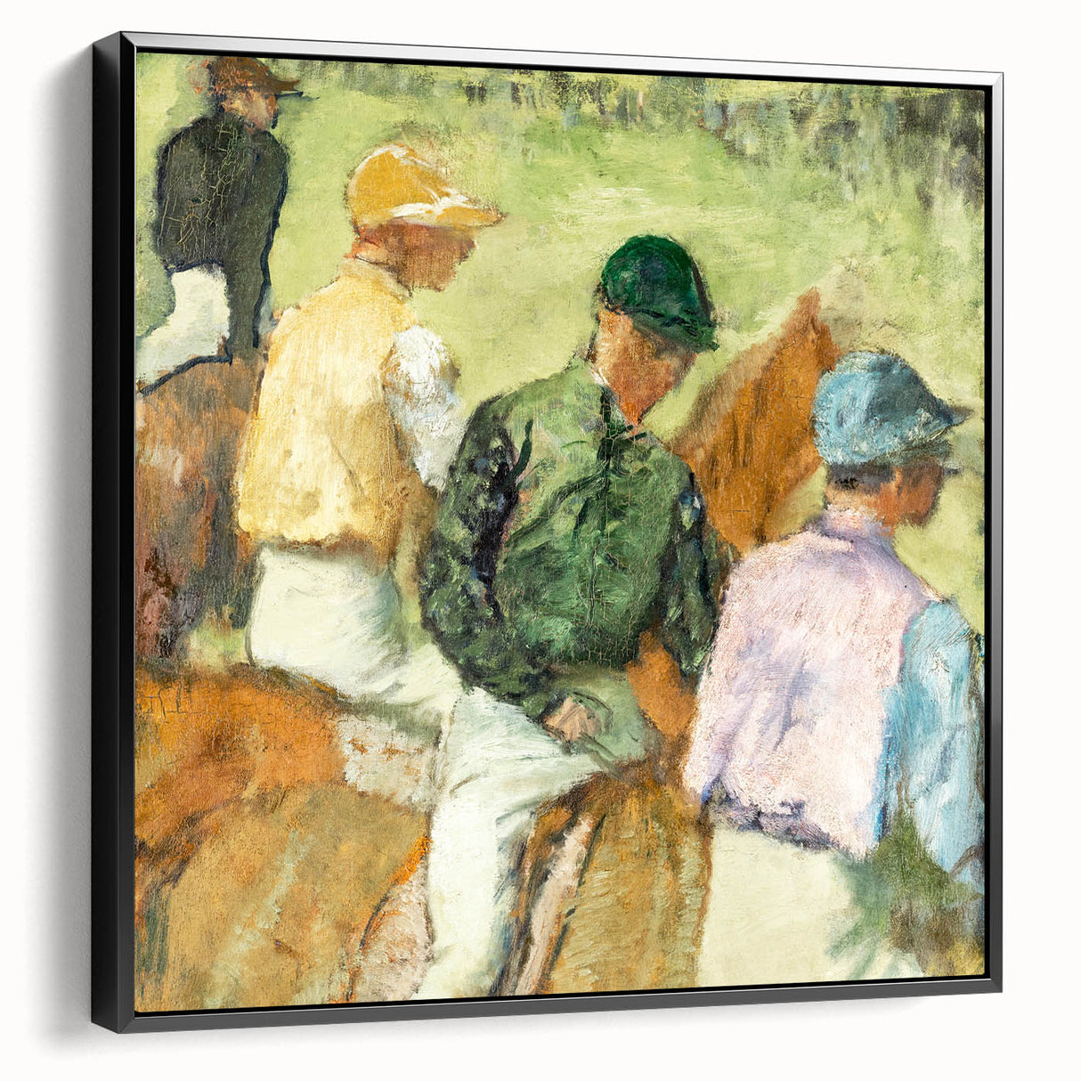 Black and white framed canvas of Edgar Degas landscape painting, ideal for bedroom wall art.
