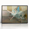 Large abstract wall art featuring Edgar Degas-inspired dancers in muted earth tones, framed in black acrylic.