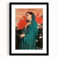 Extra large, abstract art print depicting colorful, textured dancers, in a black frame, ideal for living room decor.