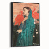 Black and white framed canvas depicting a vintage Edgar Degas landscape, ideal for bedroom wall art.