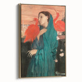 Vintage poster art of a landscape painting on a black framed canvas, suited for bedroom wall art.