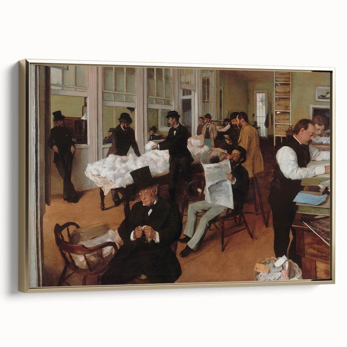 Vintage poster art of a landscape painting on a framed canvas, featuring predominantly black tones.