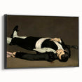Black and white vintage poster art of a landscape painting on framed canvas, ideal for bedroom wall decor.