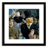Extra large abstract art print with textured, colorful art on canvas, framed in black, ideal for living room decor.