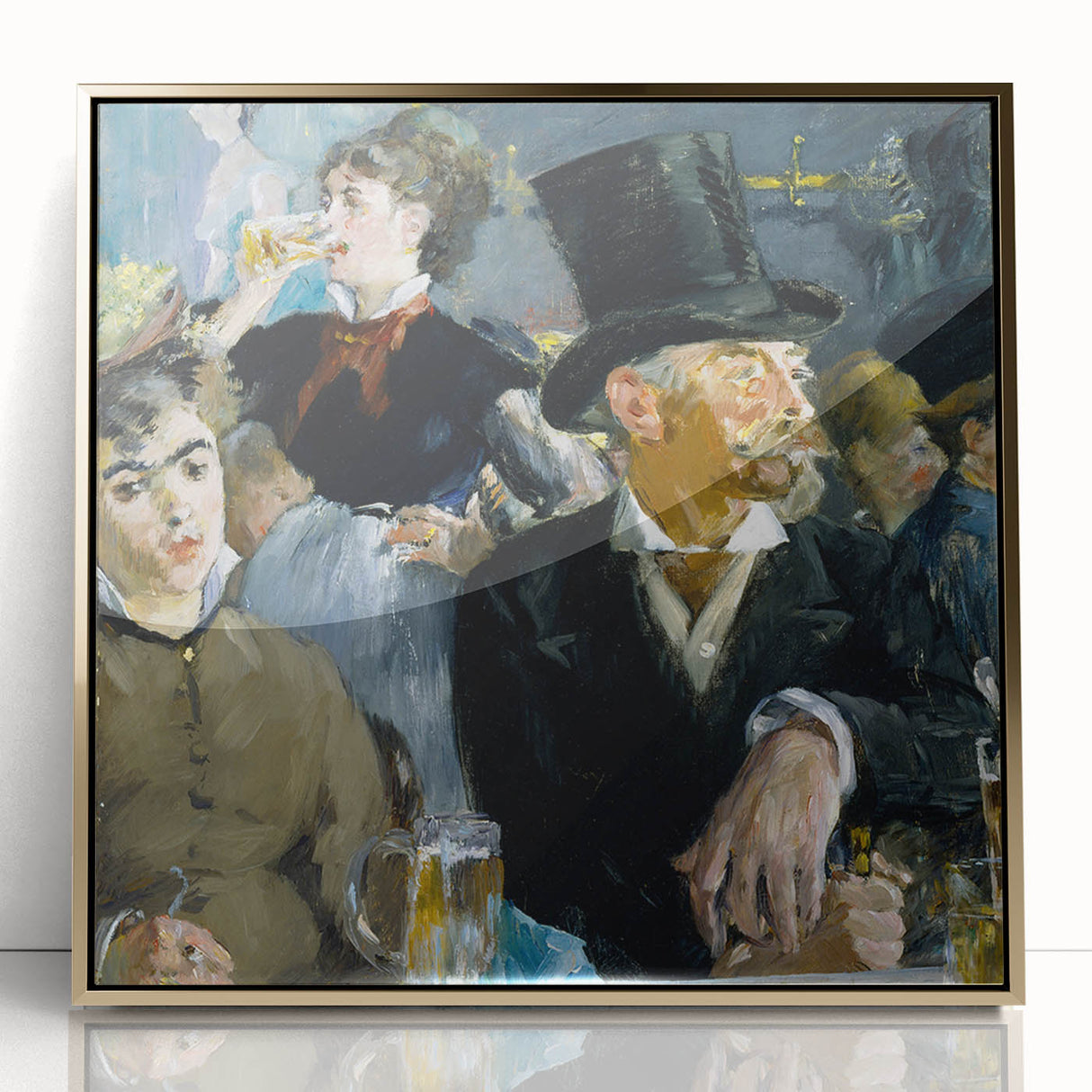 Edouard Manet design with gold framed acrylic featuring a mid-century modernist style, ideal for modern art wall decor.