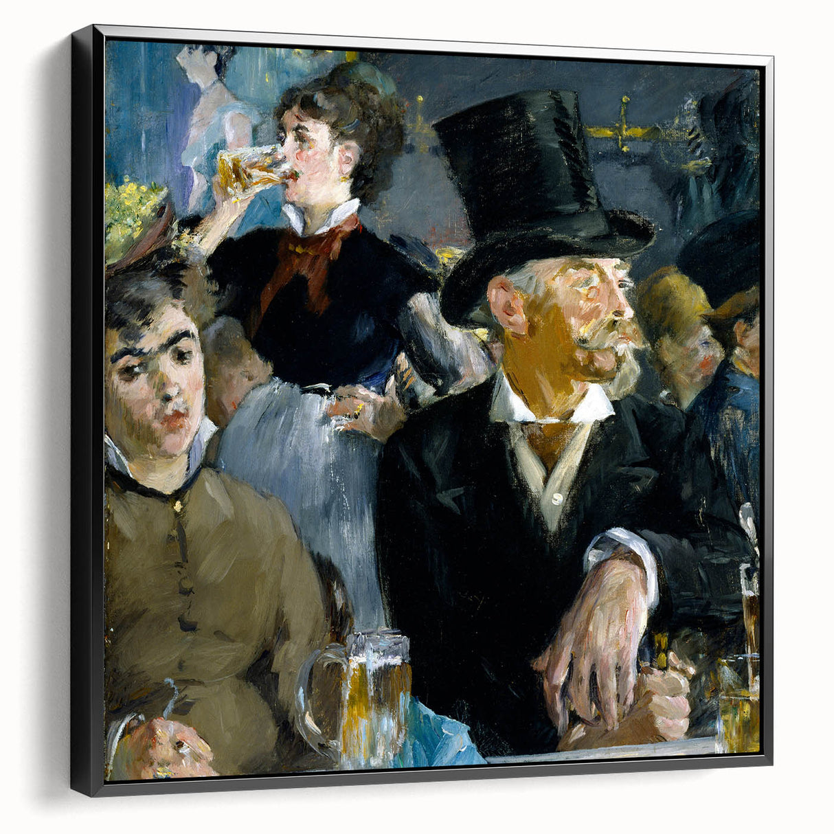 Black and white vintage poster art of a landscape painting on framed canvas, suitable for bedroom decor.