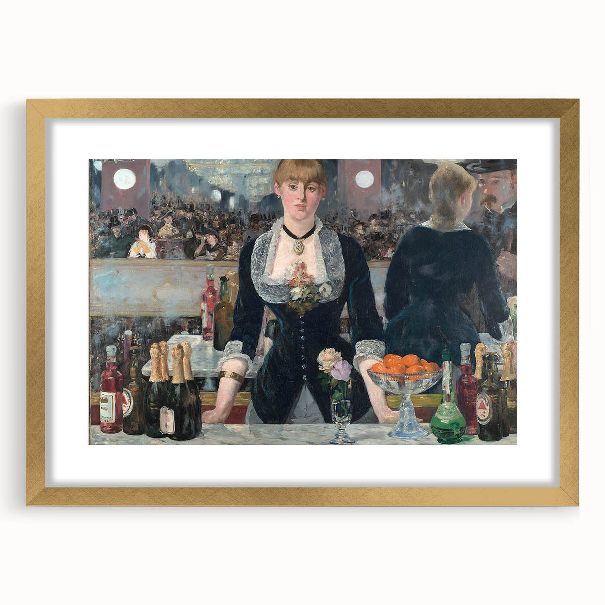 Extra large abstract art print featuring textured strokes in a gold frame, ideal for living room decor.