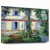 Side view of an Edouard Manet-inspired acrylic print featuring a large abstract design in muted tones.