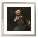 Textured abstract art print of Edouard Manet's work in silver frame, featuring muted tones, ideal for bedroom art.