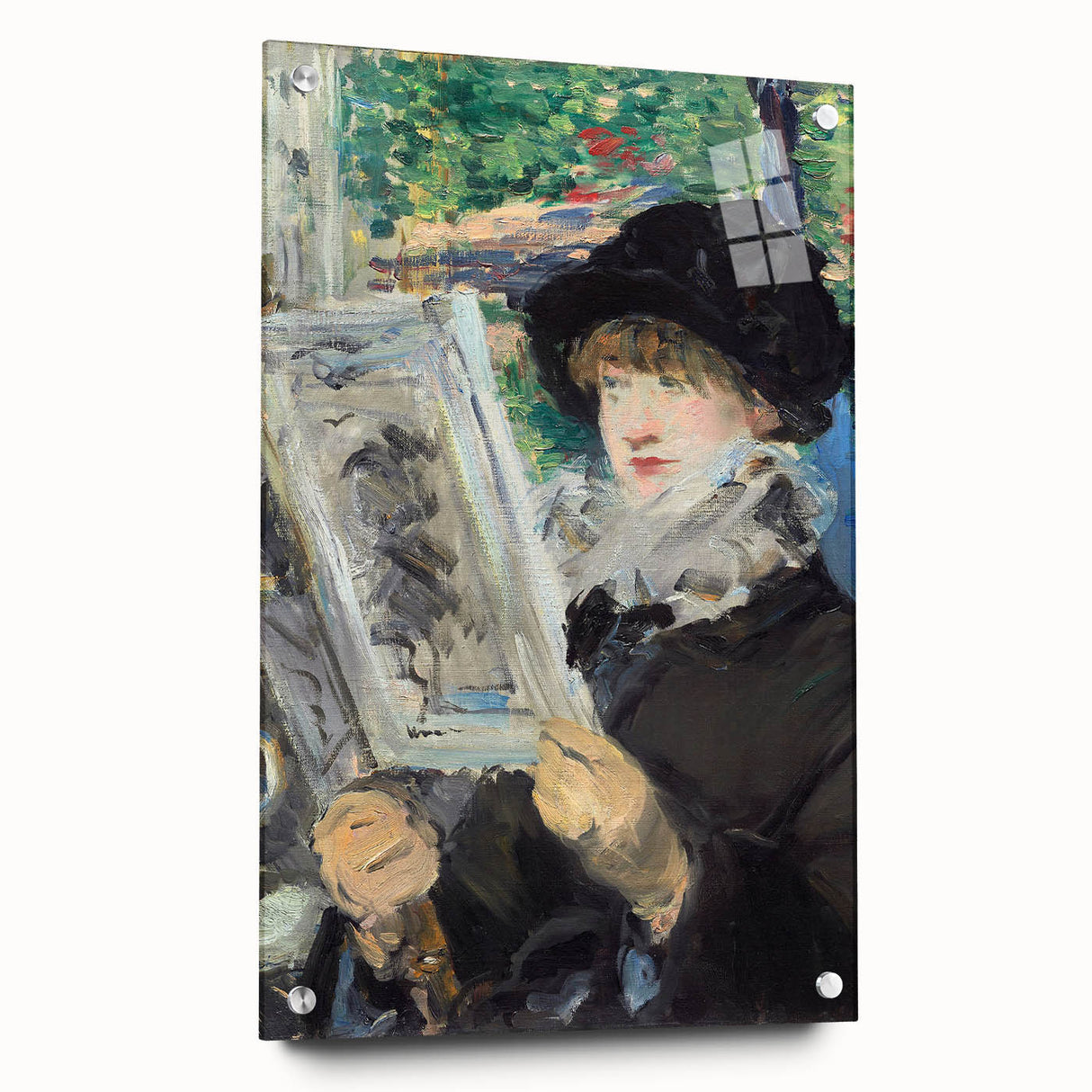 Acrylic print of an Edouard Manet painting, featuring soft pastel hues, ideal for dining room decor.