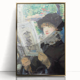 Framed acrylic print of Edouard Manet's artwork in gold, featuring mid-century modernist style.