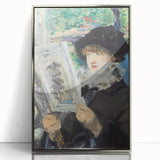 Mid-century modernist art by Édouard Manet, featuring a silver-framed acrylic print with muted colors.