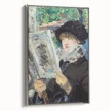 Framed canvas featuring Edouard Manet's landscape art painting with colorful yet muted tones, ideal for vintage-style decor.