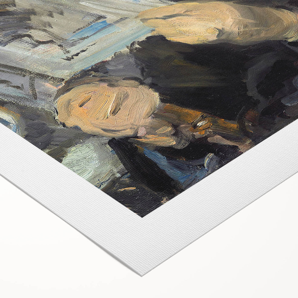 Art deco poster featuring a colorful Edouard Manet design on rolled canvas, suitable for dining room or bathroom wall art.