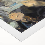 Art deco poster featuring a colorful Edouard Manet design on rolled canvas, suitable for dining room or bathroom wall art.