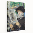 Side view of a large stretched canvas featuring Edouard Manet's impressionist painting, ideal for kitchen wall art.
