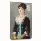 Side view of an Edouard Manet acrylic glass print featuring muted tones, ideal for dining room decor.