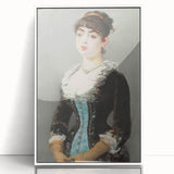 Edouard Manet-inspired art deco poster in muted tones on white acrylic frame, suitable for modern art wall decor.