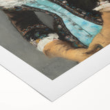 Art deco poster featuring a vibrant color palette on rolled canvas, suitable for dining room decor.