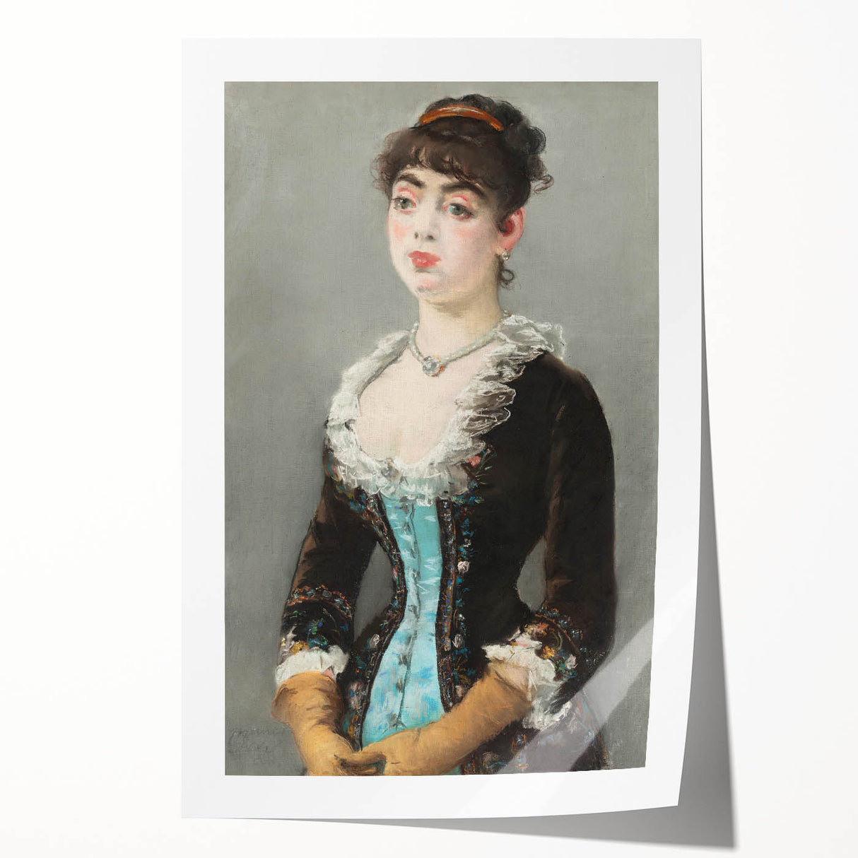 Rolled print of Edouard Manet's floral painting in soft pastel colors, suitable for dining room or bathroom wall art.