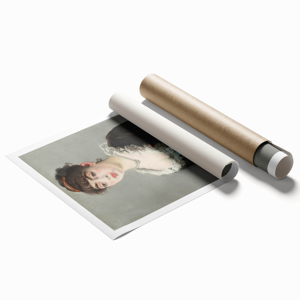 Extra large rolled print featuring a floral design in muted colors, ideal for classy bathroom wall art.