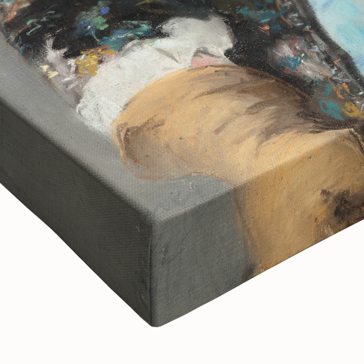Large art depicting a black and white landscape painting on stretched canvas, suitable for bedroom wall decor.