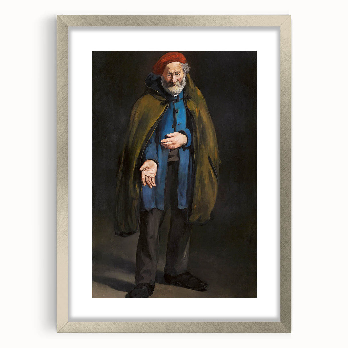 Textured abstract art print by Edouard Manet in silver frame, featuring muted earth tones, ideal for bedroom art.