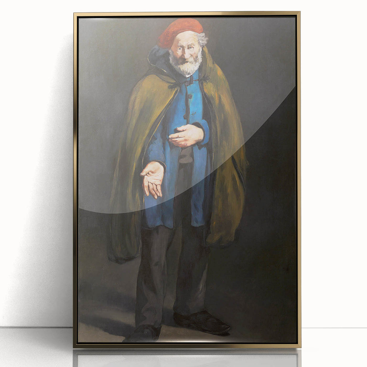Mid-century modernist art by Edouard Manet, featuring muted colors, framed in gold acrylic, suitable for nursery wall art.