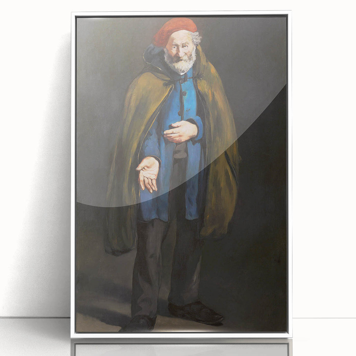 Art deco poster featuring Edouard Manet's work with muted tones, framed in white acrylic, ideal for nursery wall art.