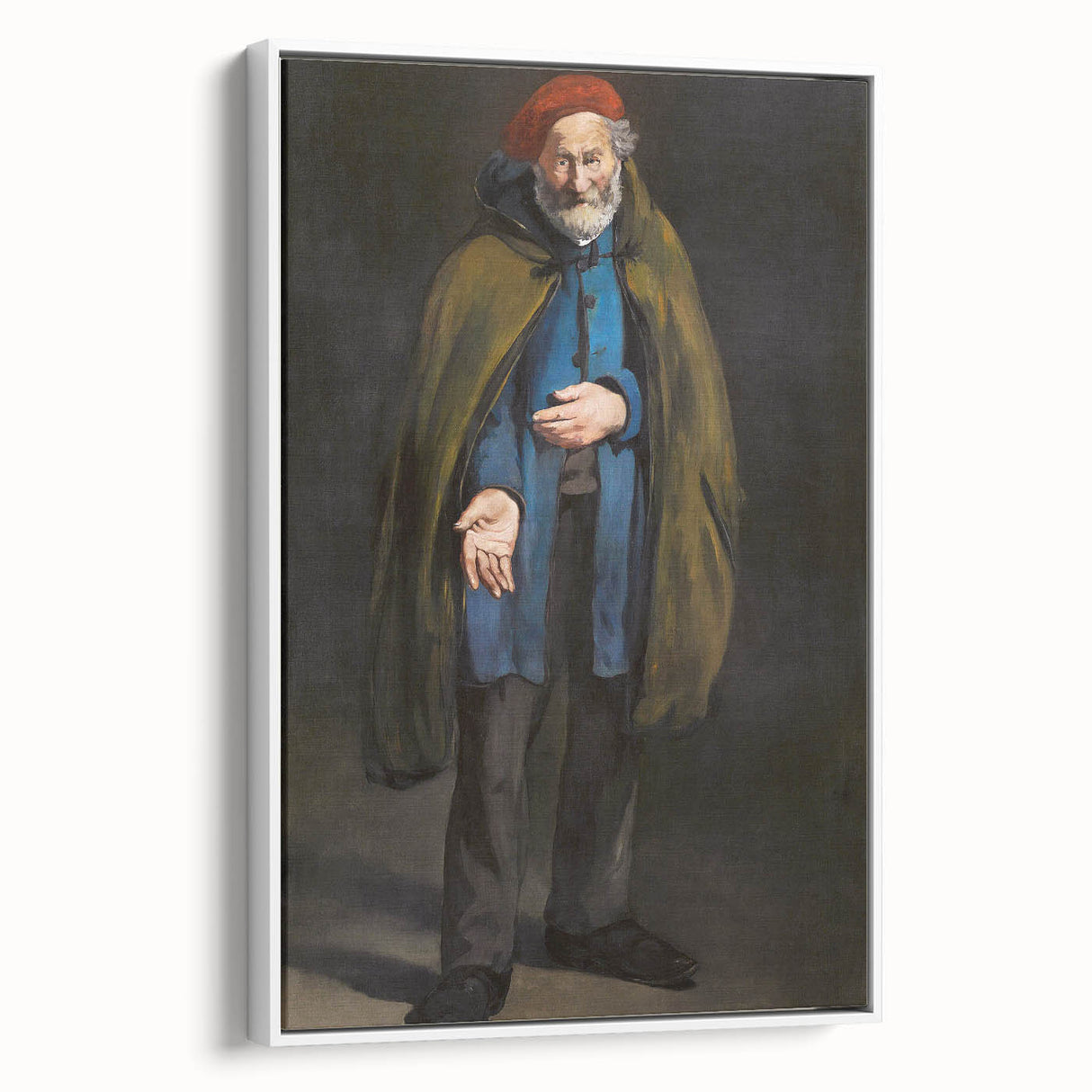 Vintage poster art featuring a side view of Edouard Manet's design on a framed white canvas, ideal for living room decor.