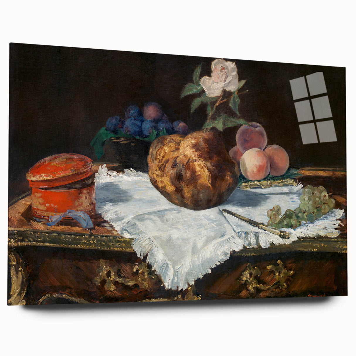 Edouard Manet-inspired large abstract art on acrylic glass, showcasing muted blues and greens.