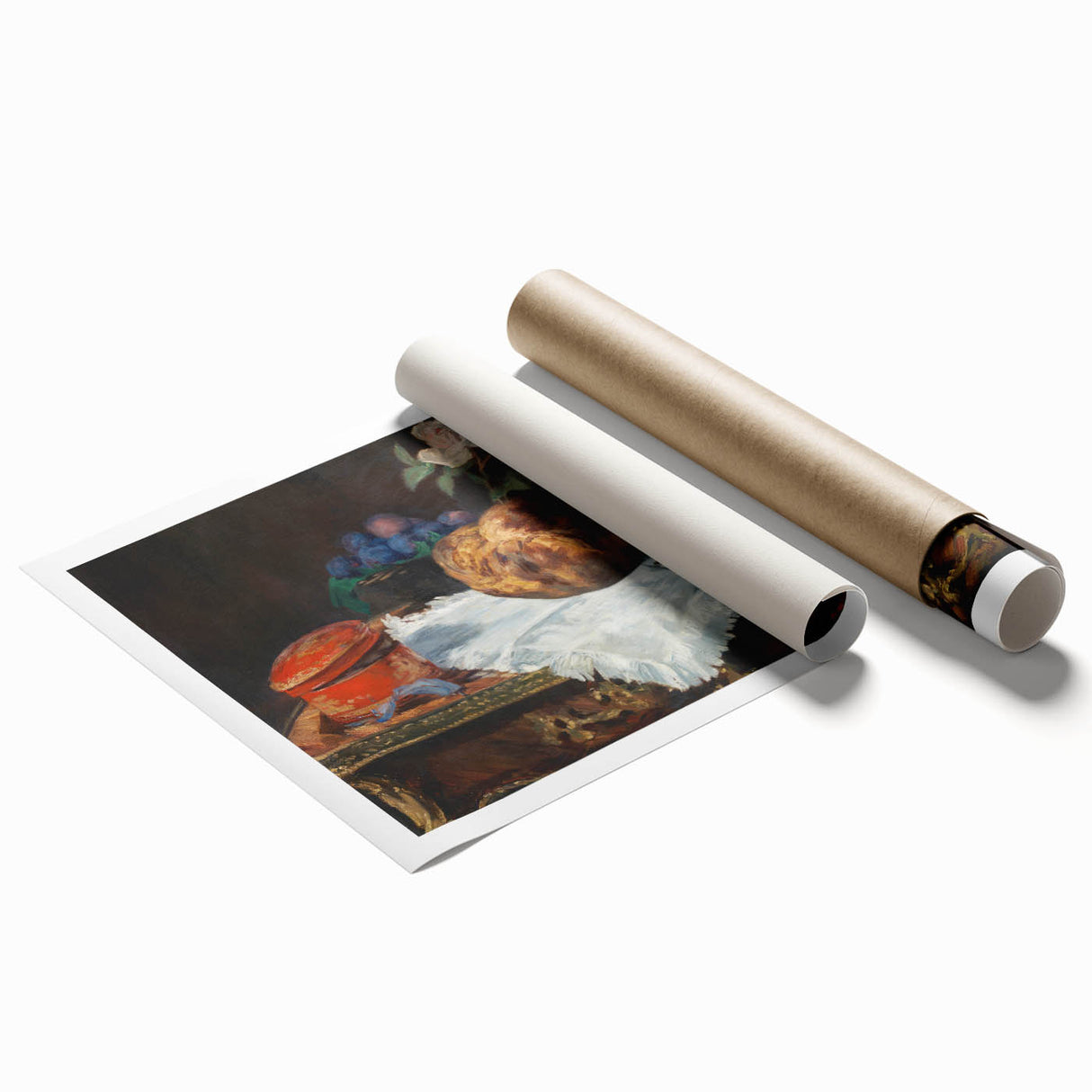 Extra large rolled print of Edouard Manet's floral art in muted colors, ideal for classy bathroom or large living room decor.