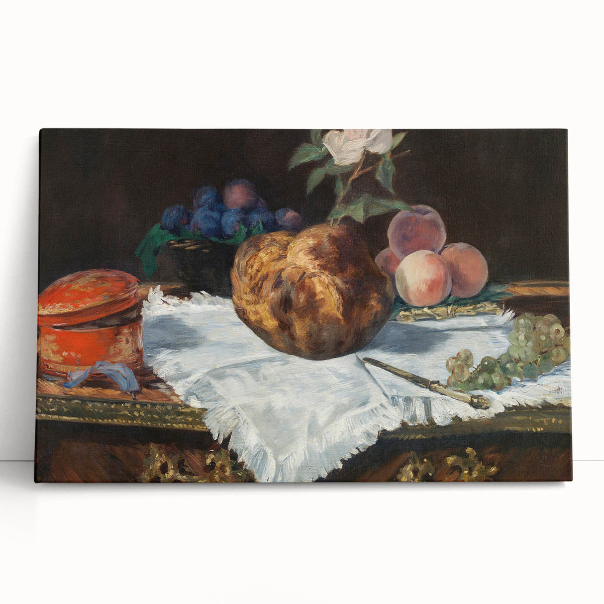 Black and white print of Édouard Manet's artwork on large stretched canvas, suitable for kitchen or bedroom wall art.
