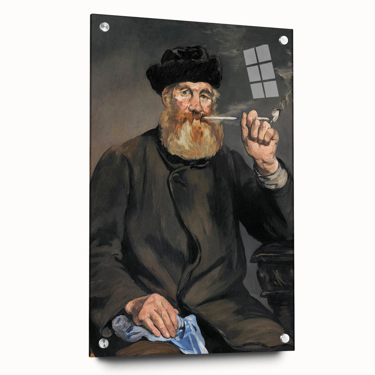 Side view of an Edouard Manet acrylic print featuring a naturalistic scene, ideal for dining room decor.