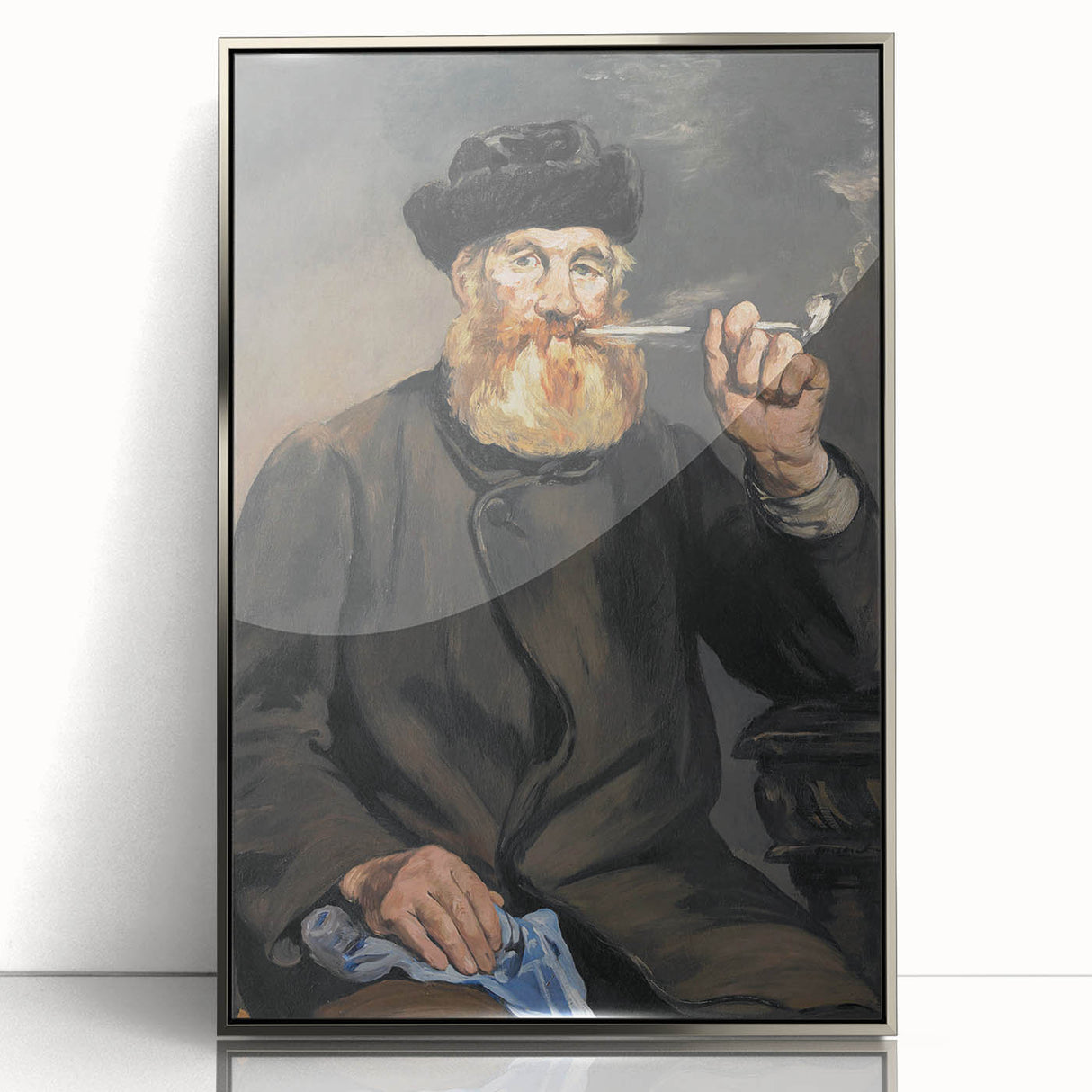 Mid-century modernist art by Edouard Manet, featuring a silver-framed acrylic print with vibrant colors.