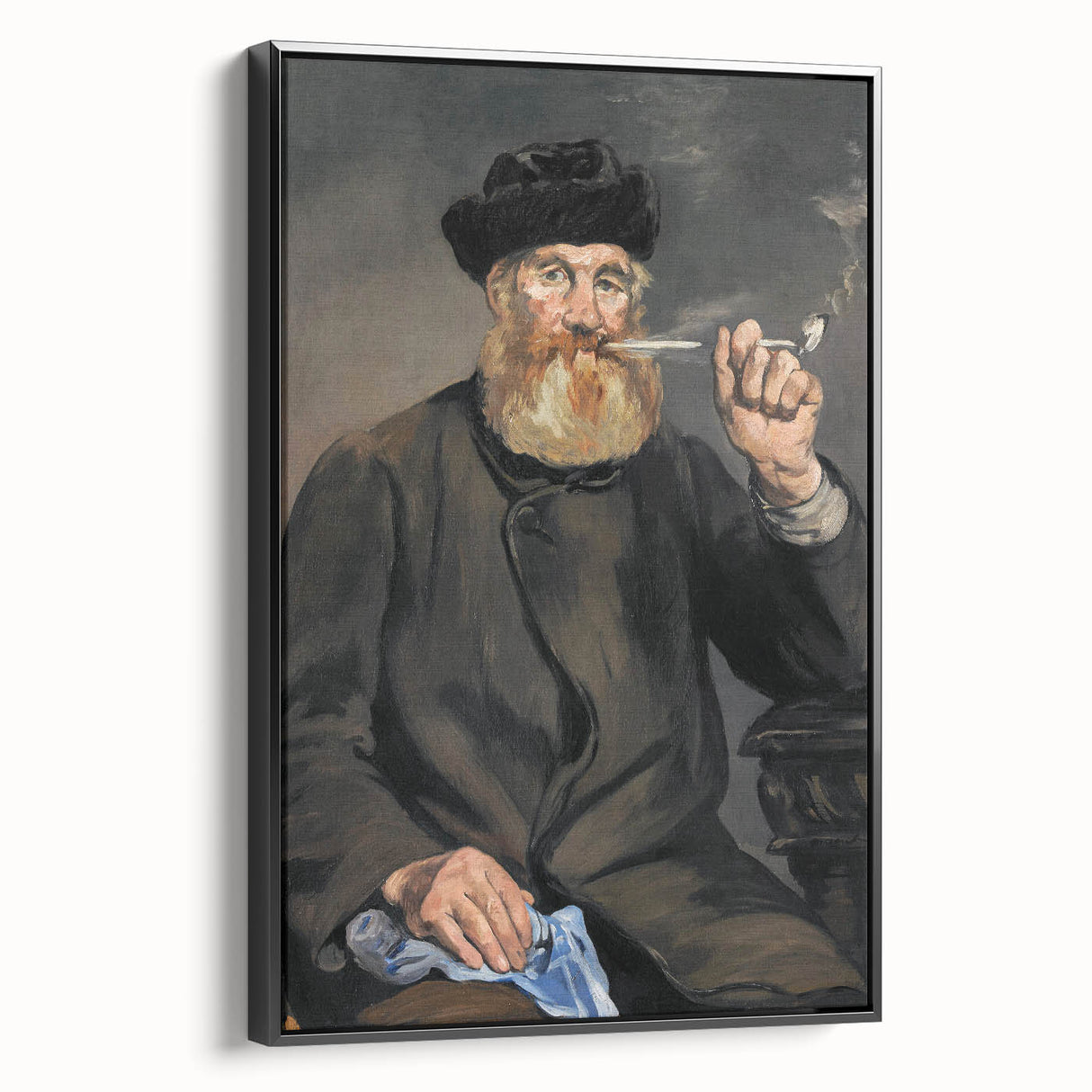 Black and white framed canvas of a vintage landscape painting, ideal for bedroom wall decor.