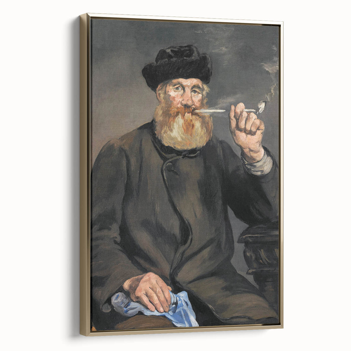 Gold-framed canvas depicting a vintage landscape art painting in muted earth tones, ideal for bedroom wall art.