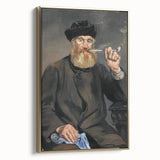 Gold-framed canvas depicting a vintage landscape art painting in muted earth tones, ideal for bedroom wall art.
