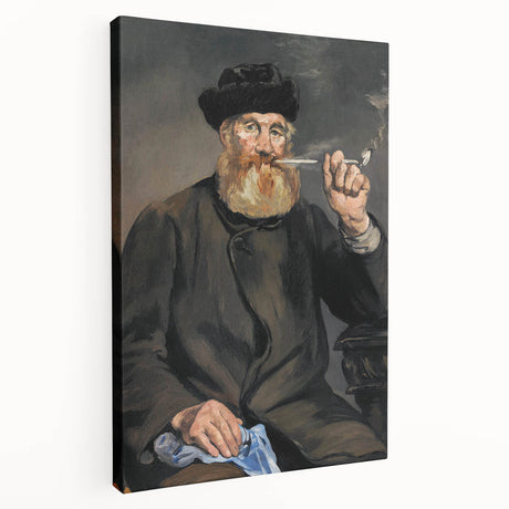 Edouard Manet-inspired painting on stretched canvas, featuring a realistic Parisian cafe scene in muted earth tones.