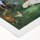 Art deco poster of a Parisian street scene in muted colors on rolled canvas, suitable for dining room wall art.