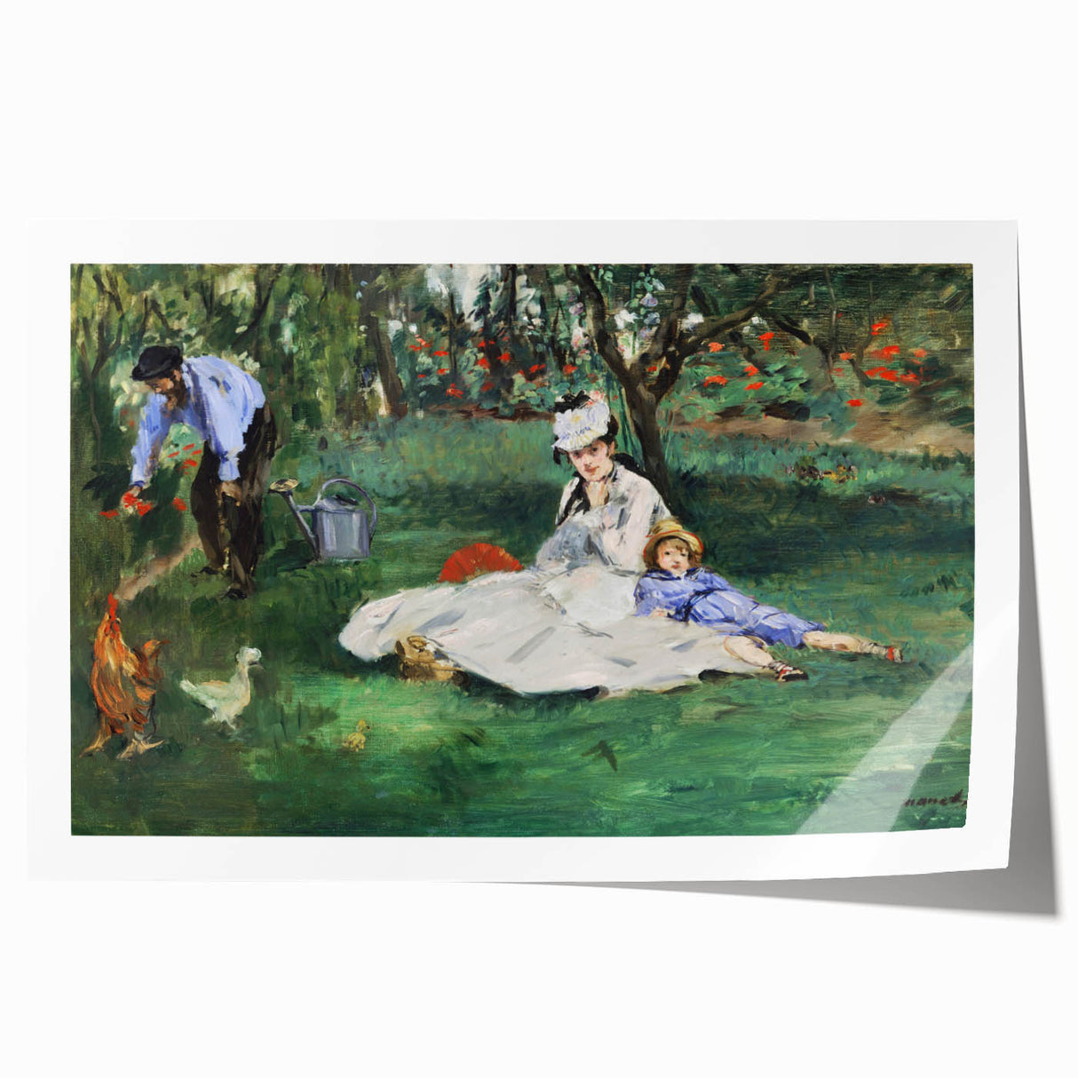 Rolled print of Edouard Manet's floral artwork, featuring soft pastel colors.
