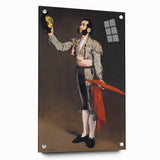 Side view of an Edouard Manet inspired acrylic glass painting, featuring a realistic urban scene in muted earth tones.