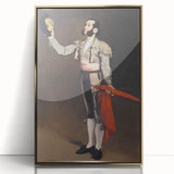 Large art print of an Edouard Manet painting, mid-century modernist style, framed in gold acrylic.