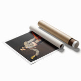 Extra large rolled print featuring a floral art design in muted earth tones.