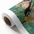 Art deco poster of a serene landscape on rolled canvas, featuring soft pastel shades, ideal for nursery wall art.