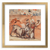 Extra large wall art of an abstract Edouard Manet design in gold frame, featuring textured strokes in muted colors.