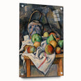 Paul Cézanne inspired acrylic print featuring a landscape in muted green and blue tones, ideal for dining room decor.