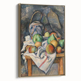 Framed canvas of a Paul Cézanne landscape painting in muted earth tones, ideal for bedroom wall art.