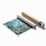 Extra large rolled print of Paul Cézanne's floral art in muted green and yellow tones, suitable for classy bathroom wall art.